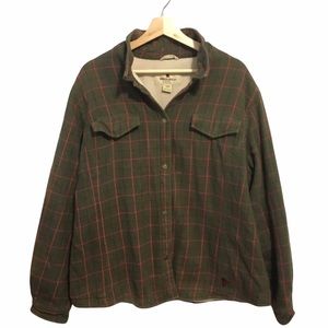 Woolrich Green Pink Stripe Plaid Shacket Coat